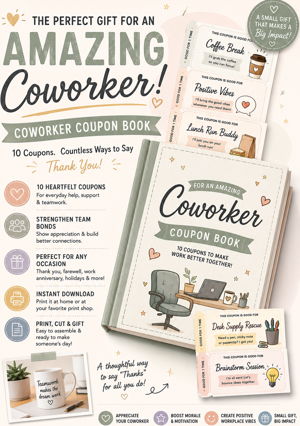 Coworker Goals Coupon Book - The Ultimate Work Bestie Gift